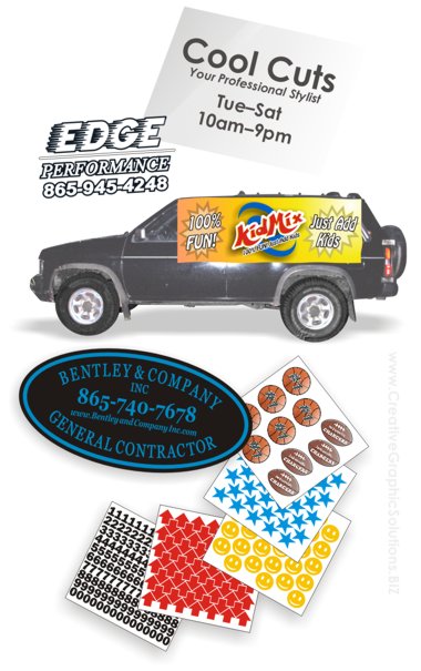 [Samples of Custom Decals and Vehicle Magnets]