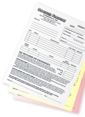 [Sample of Custom Printed Carbonless Invoice Sheets]
